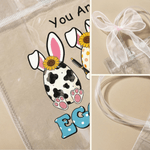 Personalisierte niedliche Ostereier Hasenohren klare Geschenktüte mit Namen und rosa Schleife Band Ostereierjagd Party Favors Geschenk für Kinder