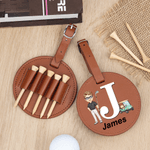 Personnalisé Cartoon Character PU Leather Adjustable Golf Tee Holder Bag Tag with Name Sports Birthday Gift for Golfers Golf Players