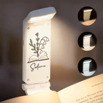 Personalised Book Birth Flower LED Rechargeable Light Clip with Name Reading Accessory Daily Use Birthday Gift for Book Lovers Bookworms