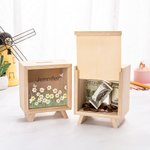 Personalized Birth Flower Wooden Money Box Piggy Bank with Name Back to School Children's Day Birthday Gift for Kids