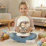 Personlig blommig påskhare stor kapacitet dragsko canvas godispåse med namn Holiday Party Favors Present för barn familj