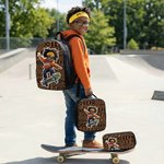 Personalized Cute Cartoon Black Boy Word Cloud Backpack Lunch Bag Pencil Case Set with Name Back to School Birthday Gift for Boys