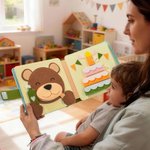 Personlig søt bjørn løve jordbær håndlaget filt barn stille bok med navn bursdag baby shower gave til barn