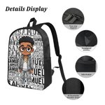 Personalized Cute Cartoon Black Boy Word Cloud Backpack Lunch Bag Pencil Case Set with Name Back to School Birthday Gift for Boys
