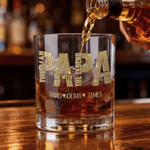 Verre à whisky Rock personnalisé avec 1-6 noms Anniversaire Fête des pères Cadeau pour homme amateur de whisky