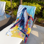Personalized Watercolor Style Whale Quick Dry Oversized Beach Towel with Name Summer Vacation Travel Gift for Girls Women