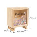 Personalized Birth Flower Wooden Money Box Piggy Bank with Name Back to School Children's Day Birthday Gift for Kids