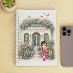 Personalized Boho Gardening Cartoon Character Butterfly A5 Spiral Notebook with Name and 120 Lined Pages Daily Use Birthday Gift for Besties Friends