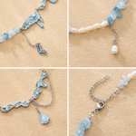 Collar colgante personalizado con concha de nacimiento de playa perla natural y cuentas de piedra con inicial regalo de verano para mujer