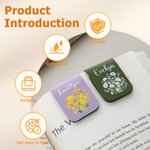 Personalized Birth Flower Bouquet Multicolour Magnetic PU Leather Bookmark Clip with Name Birthday Gift for Book Lovers