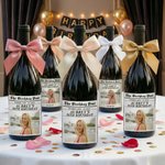Personalized Newspaper Design Photo Wine Label Stickers with Name and Date Birthday Party Decor for Family Friends