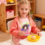 Personalizzazione del personaggio dei cartoni animati con motivo a macchie di vernice impermeabile e grembiule a maniche lunghe con nome e tasca Regalo di compleanno per bambini