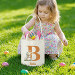 Personalised Cute Bunny Ears Easter Basket with Name and Initial Easter Party Gift for Boys Girls