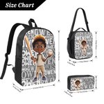 Personalized Cute Cartoon Black Boy Word Cloud Backpack Lunch Bag Pencil Case Set with Name Back to School Birthday Gift for Boys