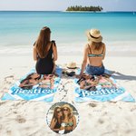 Personalized Cartoon Character Photo Design Quick Dry Oversized Striped Beach Towel with Name Travel Essential Birthday Gift for Sister Friend