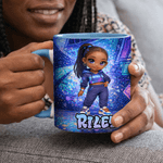 Taza de café de cerámica personalizada con el nombre de un personaje de dibujos animados estilo graffiti para uso diario Regalo de cumpleaños de vuelta al cole para niñas amantes del graffiti