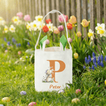 Personalised Cute Bunny Ears Easter Basket with Name and Initial Easter Party Gift for Boys Girls