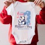 Personalised First Mother's Day Dinosaur Fantasy Unicorn Animal 100% Cotton T-shirt Baby Bodysuit with Name and Year Mother's Day Gift for Mom Baby
