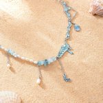 Collar colgante personalizado con concha de nacimiento de playa perla natural y cuentas de piedra con inicial regalo de verano para mujer