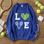 Personalised Multicolor Love Tennis Design Sweatshirt Hoodie with Name Game Day Birthday Gift for Tennis Players Lovers