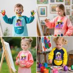 Personalizzazione del personaggio dei cartoni animati con motivo a macchie di vernice impermeabile e grembiule a maniche lunghe con nome e tasca Regalo di compleanno per bambini