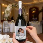 Personalized Dainty Photo Waterproof Wine Stickers Labels with Name and Date Engagement Wedding Anniversary Gift for Couple