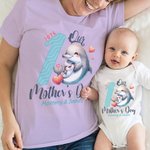 Personalised First Mother's Day Dinosaur Fantasy Unicorn Animal 100% Cotton T-shirt Baby Bodysuit with Name and Year Mother's Day Gift for Mom Baby