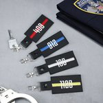 Personalised Thin Line Keychain with Embroidered Number Daily Use Memorial Gift for Police  Firefighter Paramedic Dispatcher