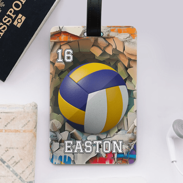 Personalised Ball Sports Travel Luggage Tag with Name and Number Travel Essentials Birthday Gift for Sport Lovers