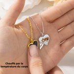 Collier personnalisé avec photo à effet thermosensible et texte gravé - Pendentif en forme de cœur - Cadeau de souvenir anniversaire pour les femmes