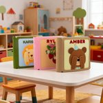 Personlig søt bjørn løve jordbær håndlaget filt barn stille bok med navn bursdag baby shower gave til barn