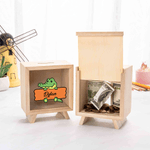Personalized Cute Animal Wooden Clear Piggy Bank Money Box with Name Birthday Gift for Kids