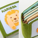 Personlig søt bjørn løve jordbær håndlaget filt barn stille bok med navn bursdag baby shower gave til barn