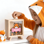 Personalized Cute Animal Wooden Clear Piggy Bank Money Box with Name Birthday Gift for Kids