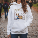 Personalized Book Cartoon Character Multicolour T-shirt Sweatshirt Hoodie with Name and Year Book Club Birthday Gift for Book Lover Woman