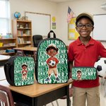 Personalized Cute Cartoon Black Boy Word Cloud Backpack Lunch Bag Pencil Case Set with Name Back to School Birthday Gift for Boys
