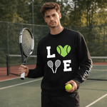 Personalised Multicolor Love Tennis Design Sweatshirt Hoodie with Name Game Day Birthday Gift for Tennis Players Lovers