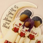 Gepersonaliseerd Cartoon Karakter Familie Maan Hart Acryl LED Nachtlampje met Naam en Houten Base Kamer Decor Verjaardagscadeau voor familie Mama Papa