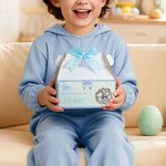 Personalized Cute Happy Easter Bunny Bow Gift Box with Handle and Name Easter Party Gift for Kids