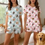 Conjunto de pijama personalizado de poliéster con 1 a 4 fotos de caras y nombres regalo de cumpleaños para mujeres y amantes de mascotas