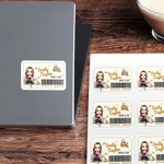 Personalised Barcode Label Cartoon Reading Character Waterproof Stickers with Name Read Club Birthday Gift for Women Bookworms Book Lovers