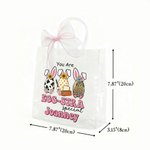 Personalisierte niedliche Ostereier Hasenohren klare Geschenktüte mit Namen und rosa Schleife Band Ostereierjagd Party Favors Geschenk für Kinder