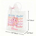 Personlig Happy Easter Y2K Bunny Transparent presentpåse med namn och rosa rosettband Äggjakt Festprylar Påskpresent till barn