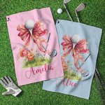 Personalisierte Floral Bow Golf Classic Quick Dry Waffel Golf Handtuch mit Namen und Karabiner Clip Golf Zubehör Geburtstagsgeschenk für Golfspieler