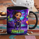 Personalised Graffiti Style Cartoon Character Ceramic Coffee Mug with Name Daily Use Back to School Birthday Gift for Girls Graffiti Lovers