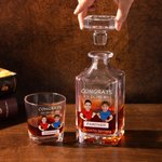 Gepersonaliseerde karikatuur gezicht foto whisky karaf met naam bar accessoire vaderdag cadeau voor man