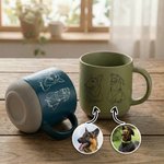 Personalized Line Art Photo Portrait 12 oz Ceramic Coffee Mug with Handle and Name Home Office Drinkware Pet Memorial Gift for Pet Lover