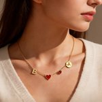 Personalizada Piedra de Nacimiento Constelación Initial Heat Reactive Heart Pendant Necklace Anniversary Mother's Day Birthday Gift for Women