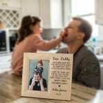 Personalized Baby and Daddy Leather Photo Frame with Name and Text Birthday First Father’s Day Gift for Him
