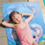 Personalized Cartoon Surfing Animal Quick Dry Beach Towel with Name Summer Vacation Pool Party Birthday Gift for Kids